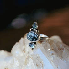 Load image into Gallery viewer, Trio Ring Sapphire + Variscite Size 7