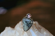 Load image into Gallery viewer, Duo Ring Zircon + Variscite Size 8.5