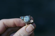 Load image into Gallery viewer, Trio Ring Sapphire + Variscite and Zircon Size 7