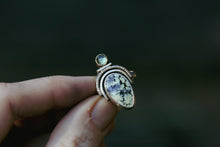 Load image into Gallery viewer, Art Deco Rainbow Sapphire + Variscite Size 8.5