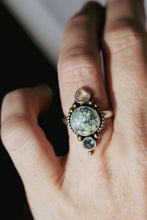 Load image into Gallery viewer, Trio Ring Sapphire + Variscite and Zircon Size 7