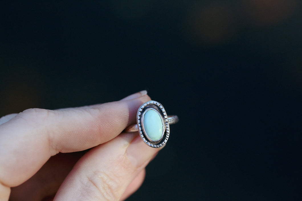 Silver and Turquoise Mirs Stacker Ring Size 8