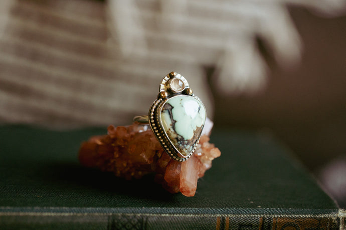 Zircon and Variscite Duo Ring {size 8.75}