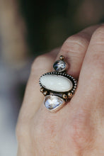 Load image into Gallery viewer, Trio Ring Sapphire + Topaz and Variscite size 7.25