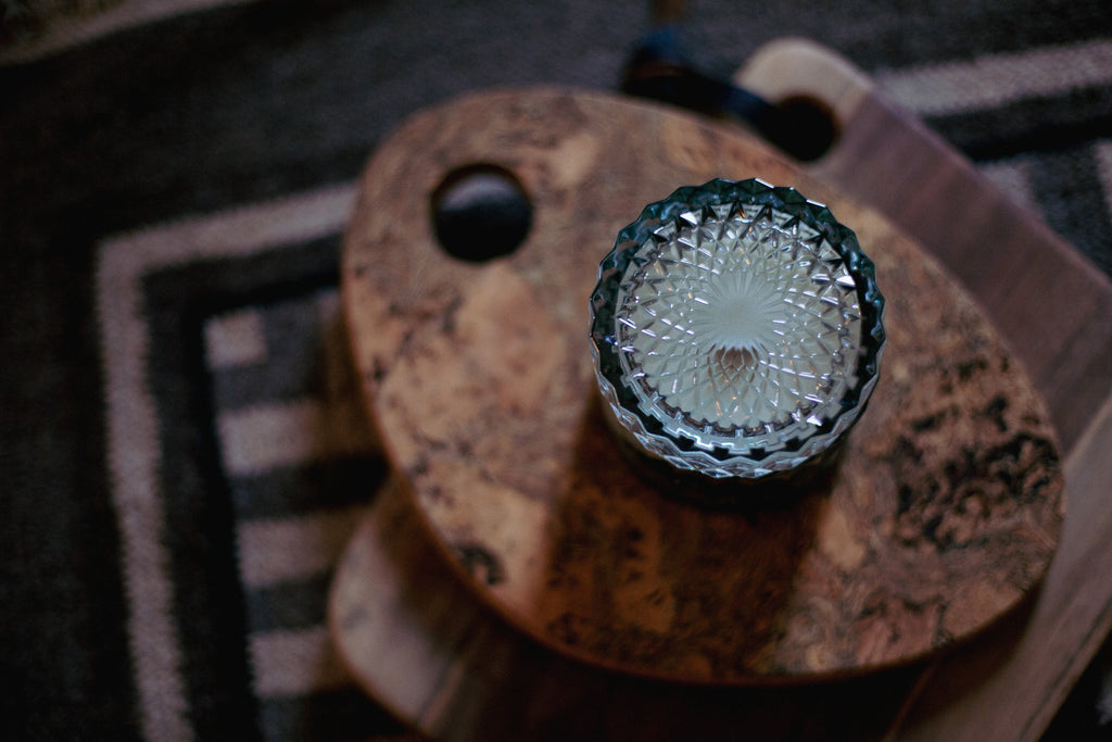 Smokey Cut Glass Candle